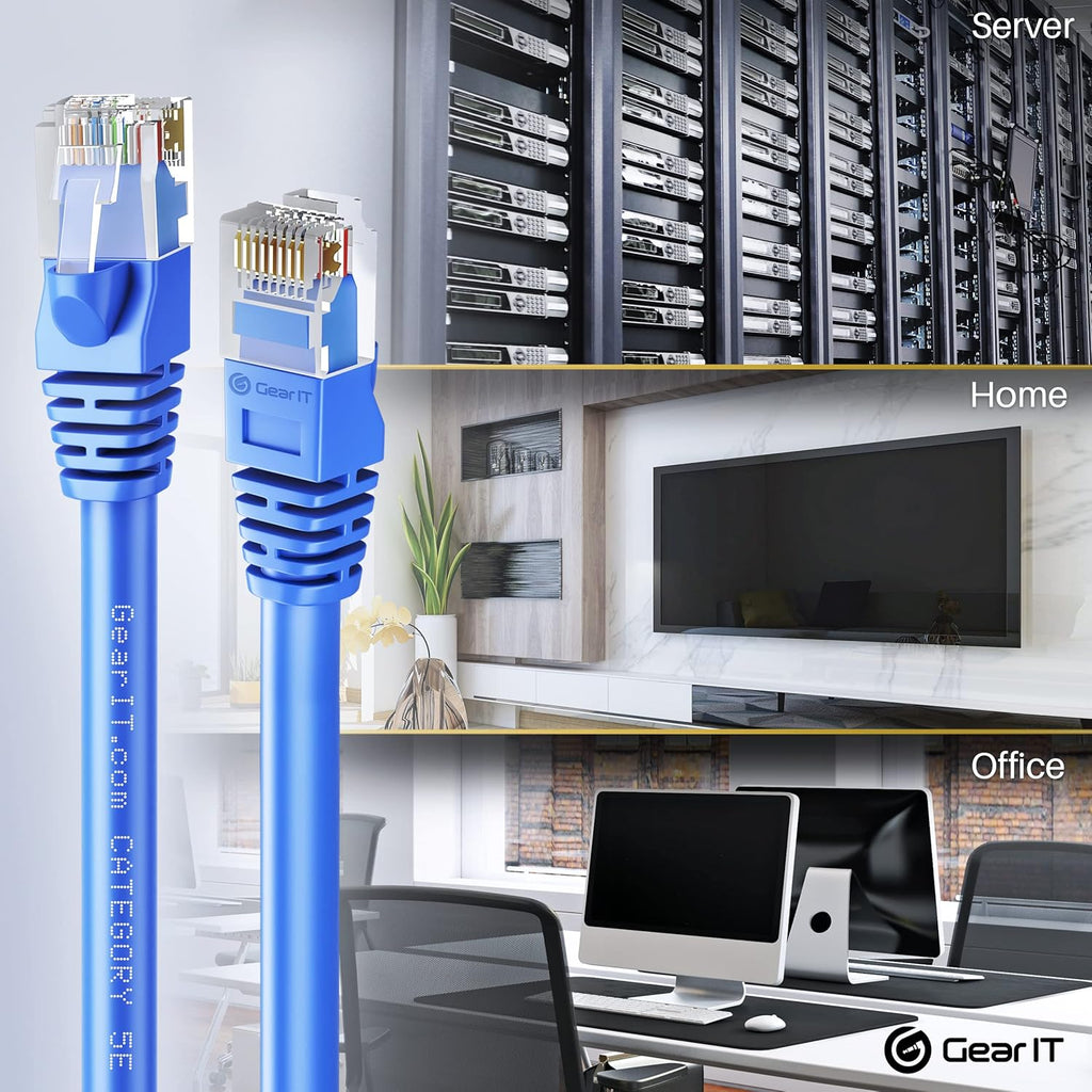 100-Pack Cat5e Ethernet Patch Cable 1.5 Feet Blue B913822