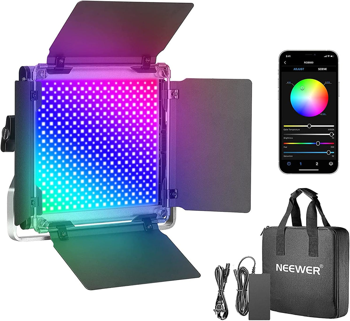 660 RGB LED Light with LCD Screen and U Bracket L72908
