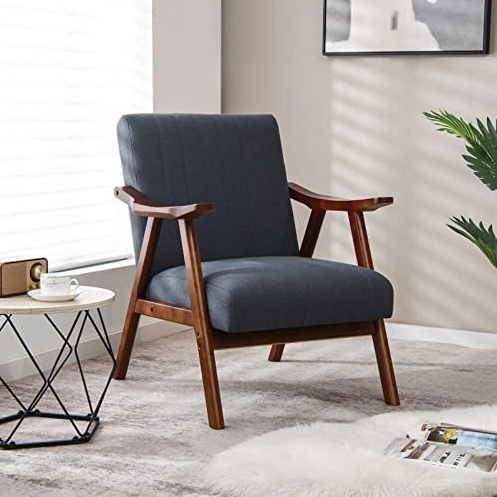 Mid-Century Modern Accent Chair Set of 2 Upholstered Lounge Chair with Arms Wooden Frame Z919264
