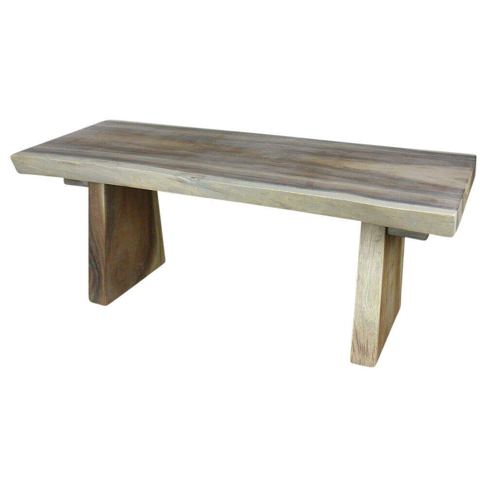 Wood Natural Edge Bench 48 in x 17-20 x 18 in H KD Agate Grey Oil E404
