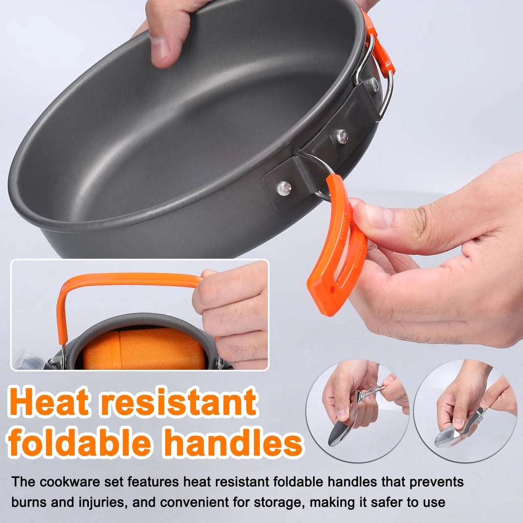 Portable Aluminum Alloy Camping Cookware Kit J636