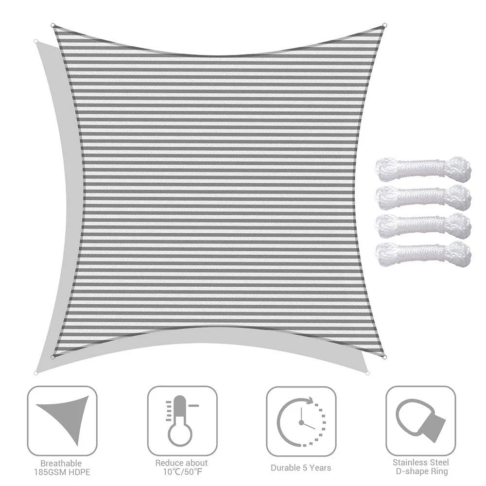 Gray White 20ft Sun Shade Canopy V35992
