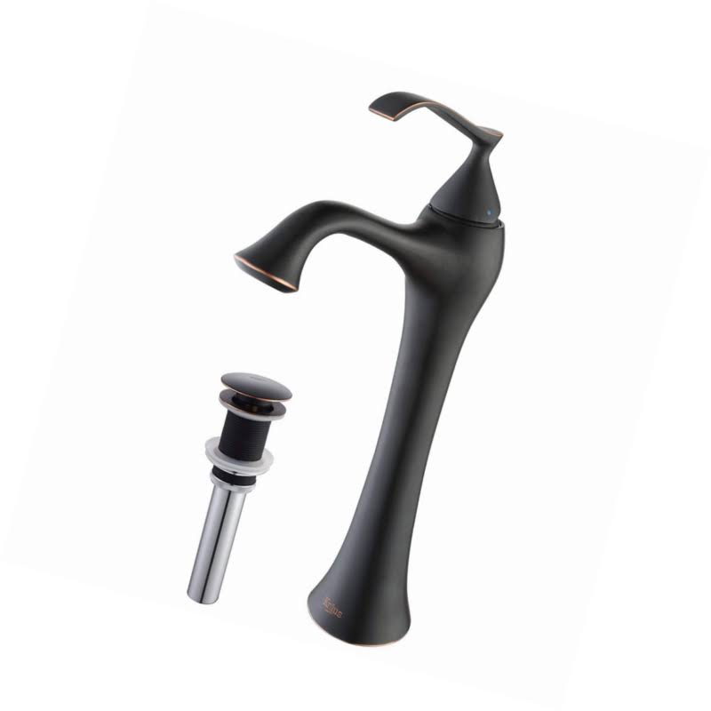 Oil Rubbed Bronze Vessel Bathroom Faucet with Pop Up Drain T437004