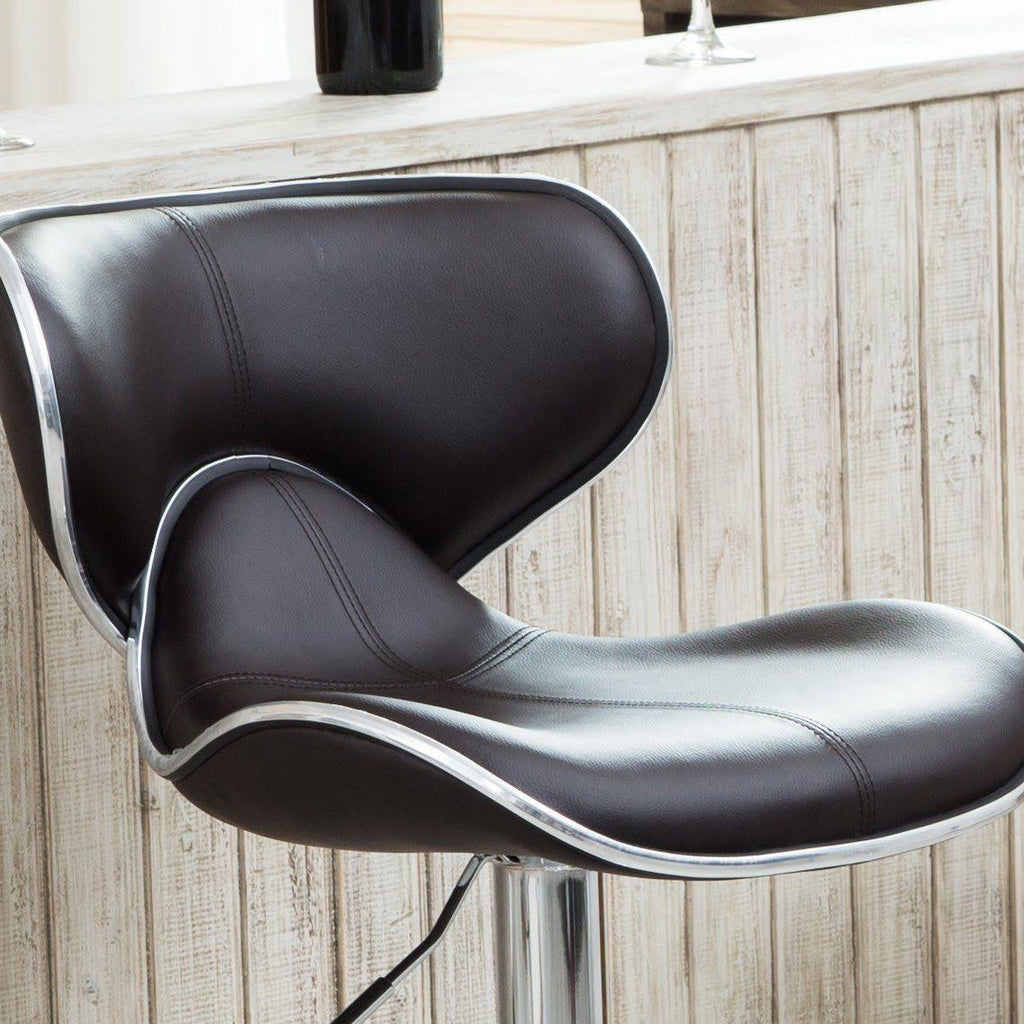Brown Leatherette Adjustable Swivel Barstool Set of 2 Z3730