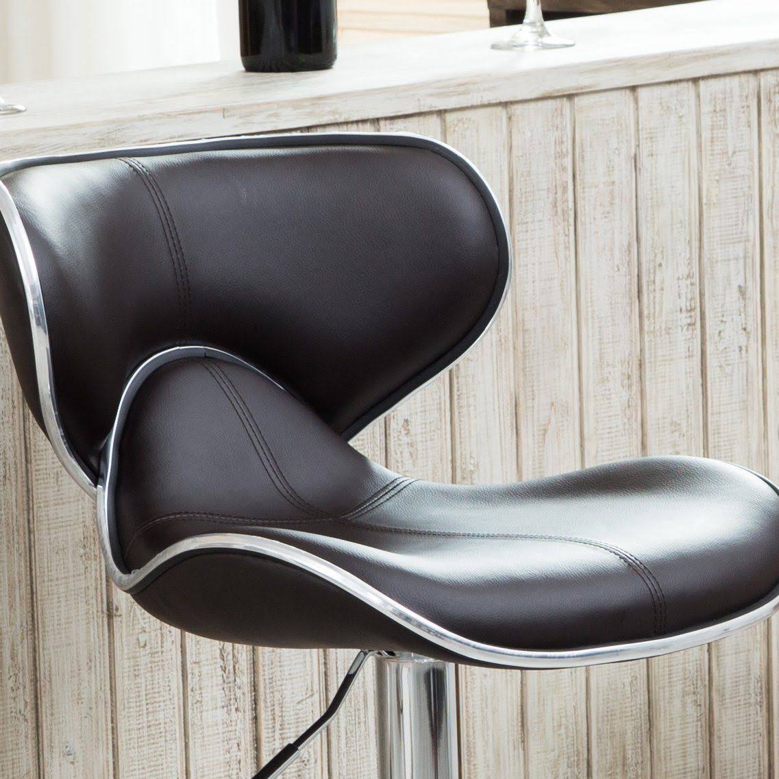 Brown Leatherette Adjustable Swivel Barstool Set of 2 Z3730