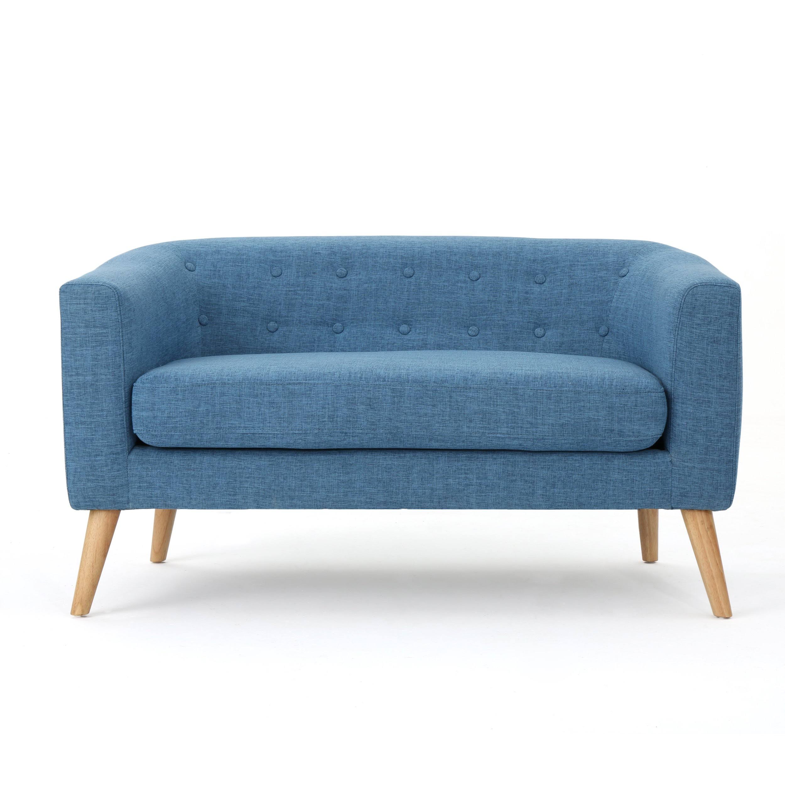 Muted Orange Fabric Mid Century Loveseat E48307