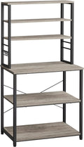 6-Tier Greige and Black Kitchen Shelves with 6 Hooks L8529