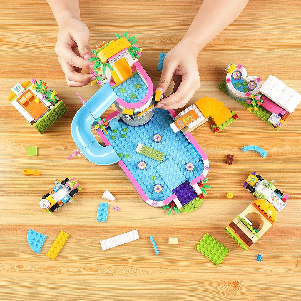 727 Pieces Pool Building Blocks Set with Toy Juice Bar and Hot Tub L271807