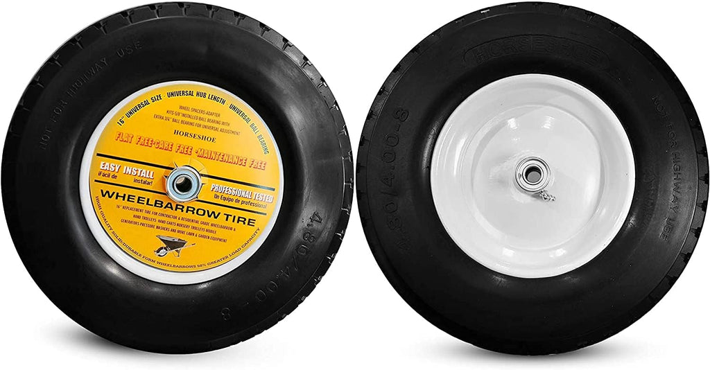 Flat-Free 4.80/4.00-8 Wheelbarrow Cart Wheels with Grease Fitting A16234