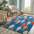 Navy Blue & Orange Precision Printed Area Rug L236