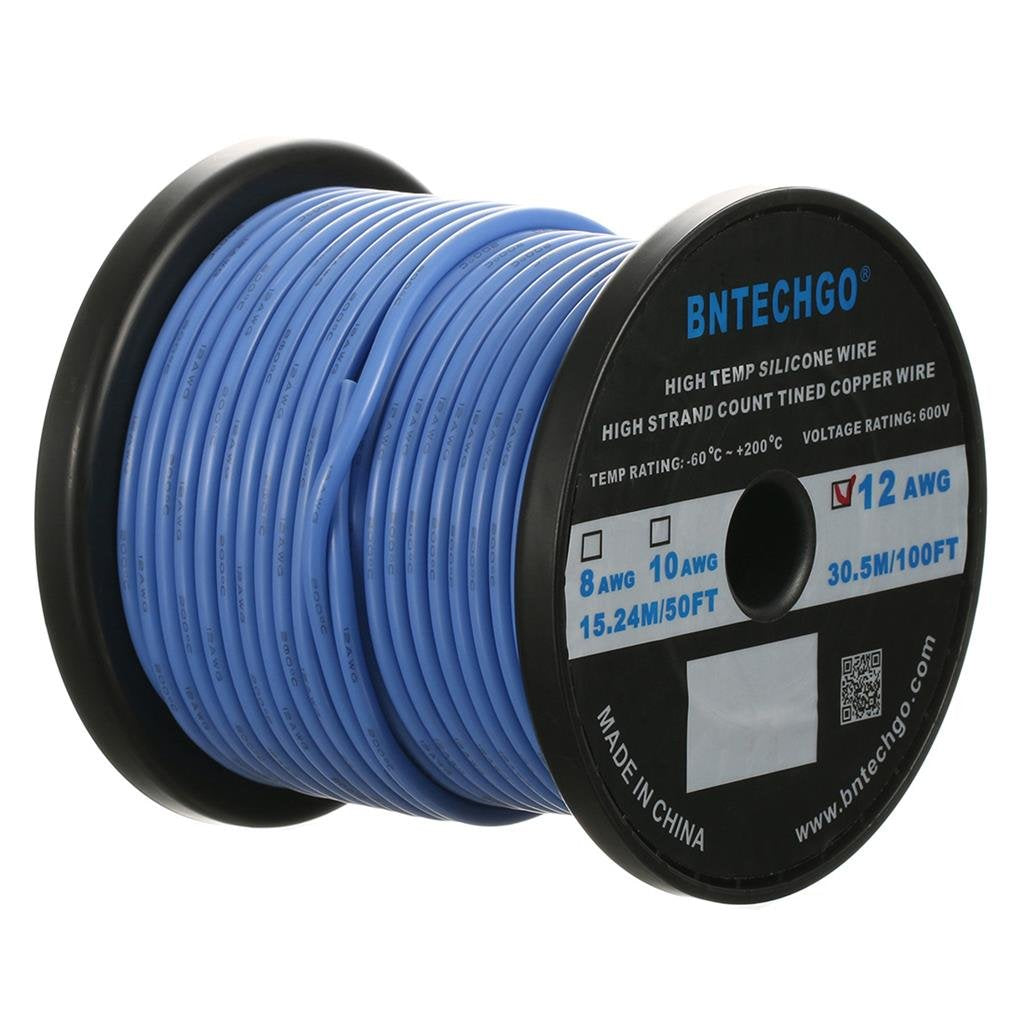 12 Gauge Silicone Wire Spool 100 ft Black Flexible 12 AWG Stranded Tinned Copper Wire Pack of 2 A33082
