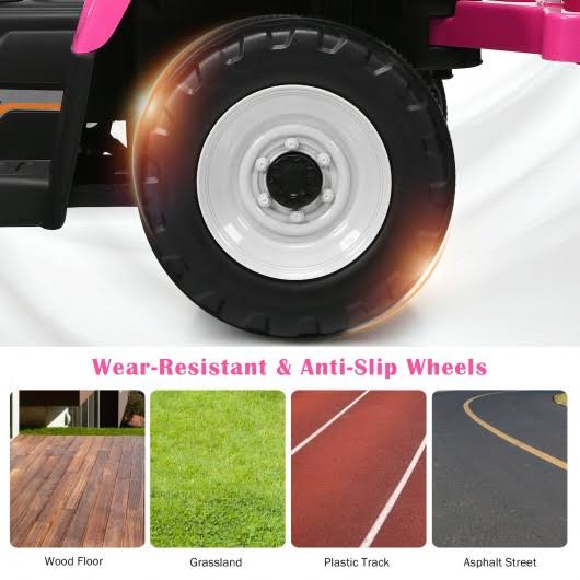 Pink 12V Kids Ride on Tractor with Trailer K332918