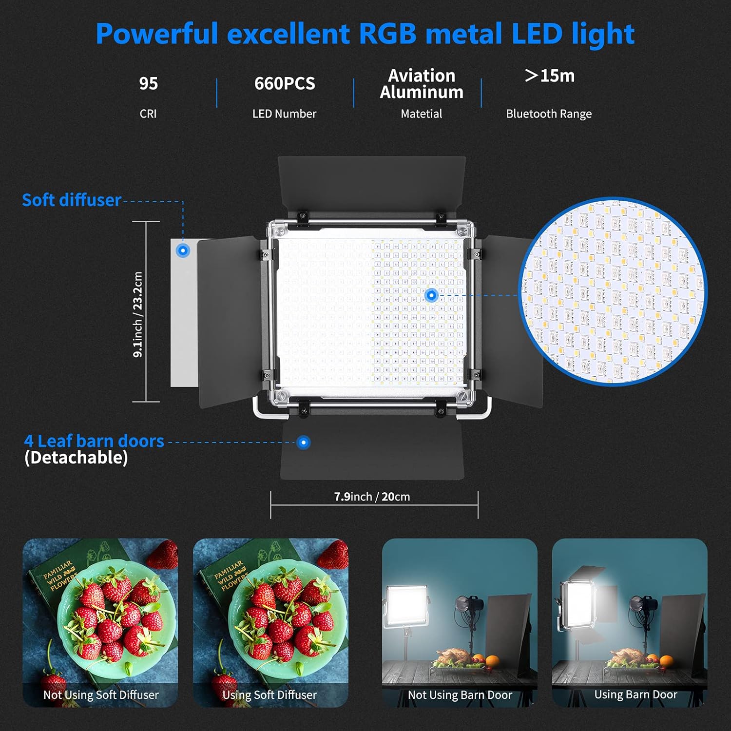 660 RGB LED Light with LCD Screen and U Bracket L72908