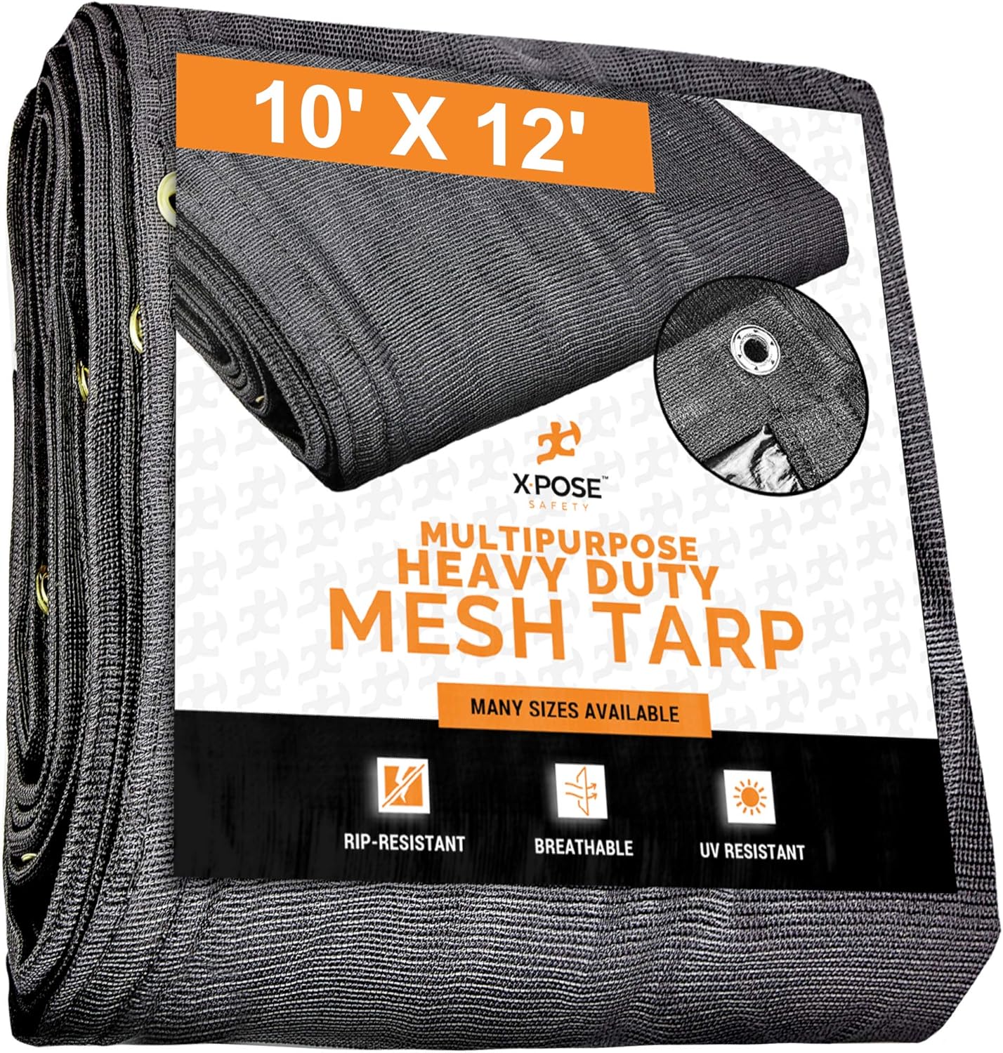 Heavy Duty Mesh Tarp 10’ x 12’ Black Protective Cover S48666