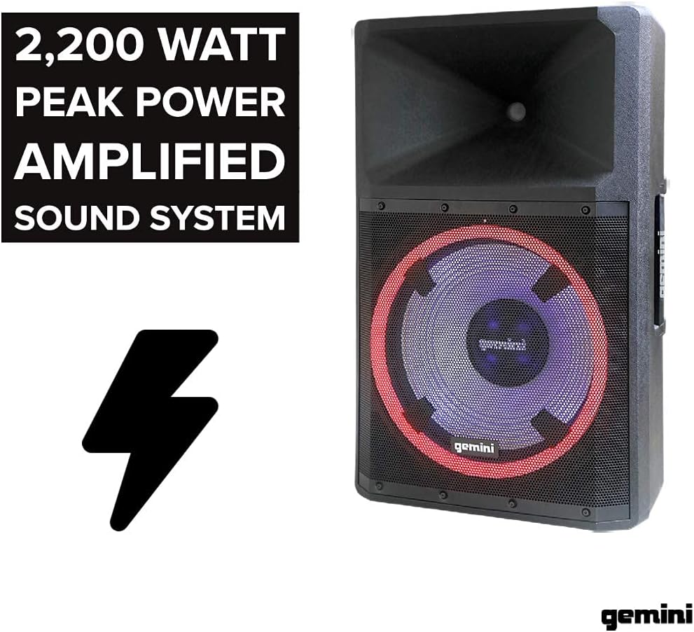 Bluetooth 2200W Peak Speaker with 15 Inch Woofer and LED Party Lights F700