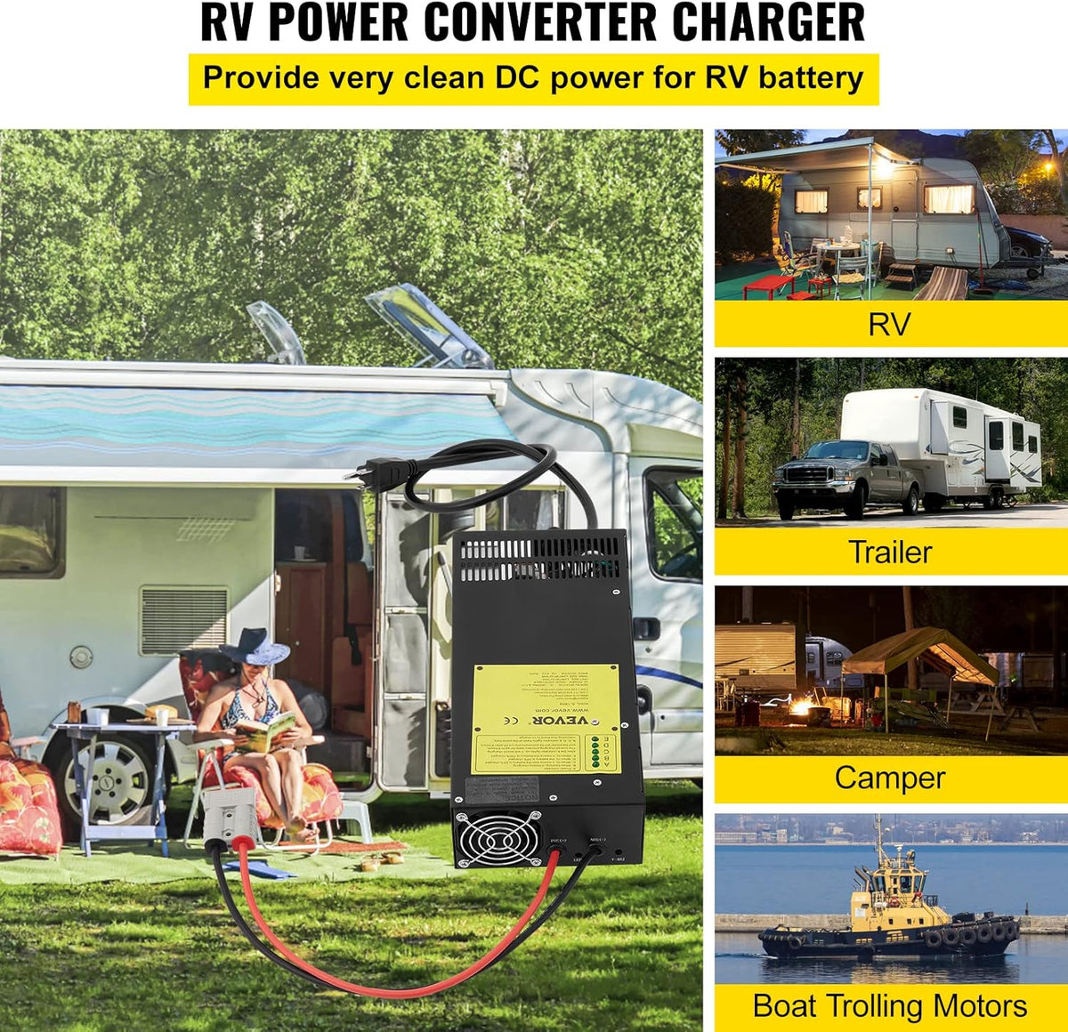 RV Power Converter Charger 110 Volt AC to 12 Volt DC 1500W N432556