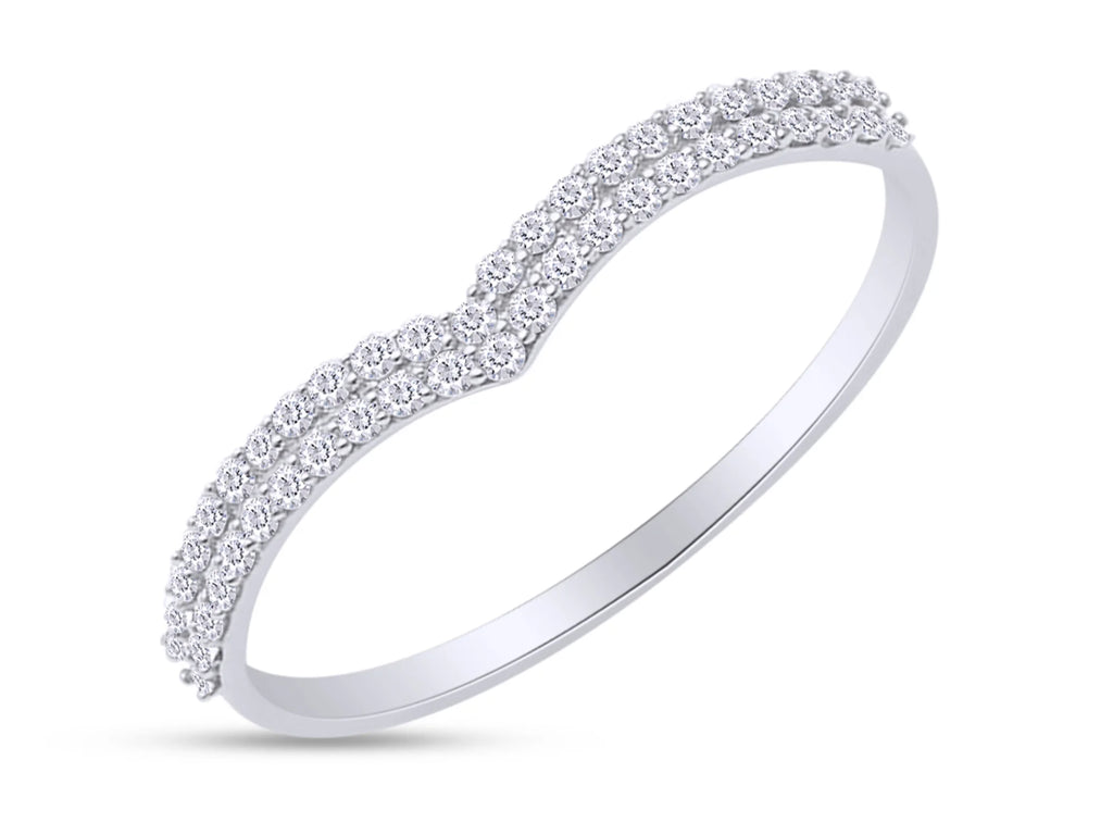 14K White Gold Over Sterling Silver Diamond Wedding Band Ring X370