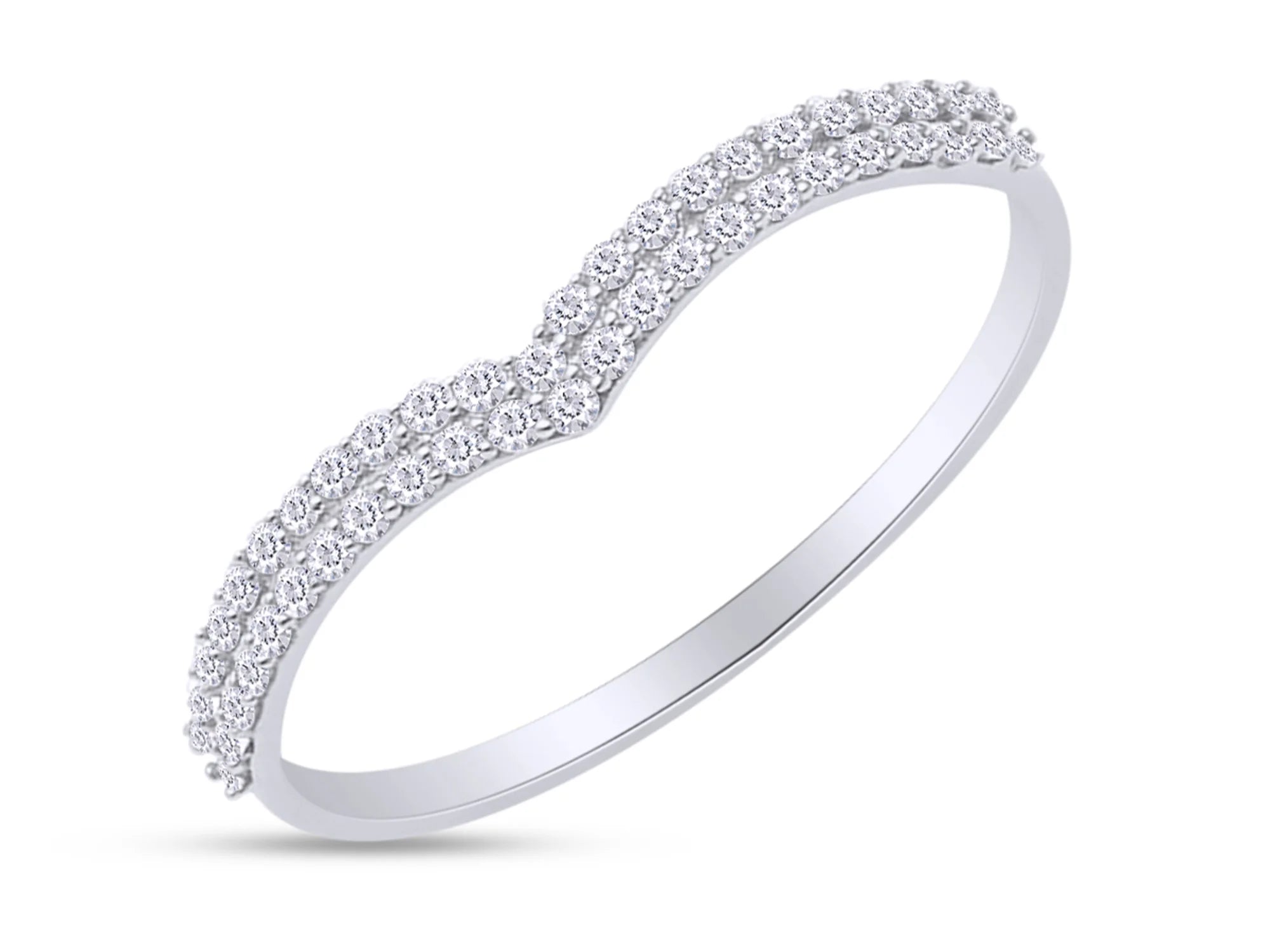 14K White Gold Over Sterling Silver Diamond Wedding Band Ring X370