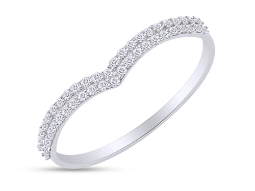 14K White Gold Over Sterling Silver Diamond Wedding Band Ring X370