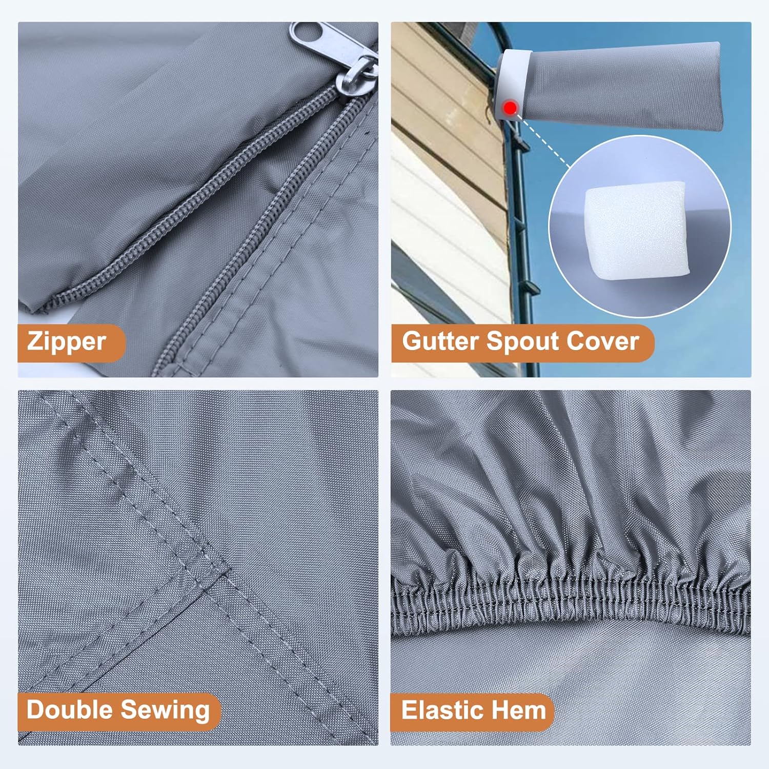 Waterproof Travel Trailer RV Cover with 4 Gutter Spout Covers E305