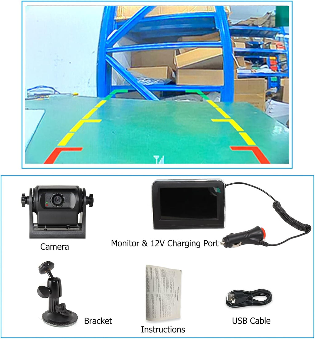 Wireless Magnetic Trailer Hitch Backup Camera with 4.3 inch LCD Monitor T8670