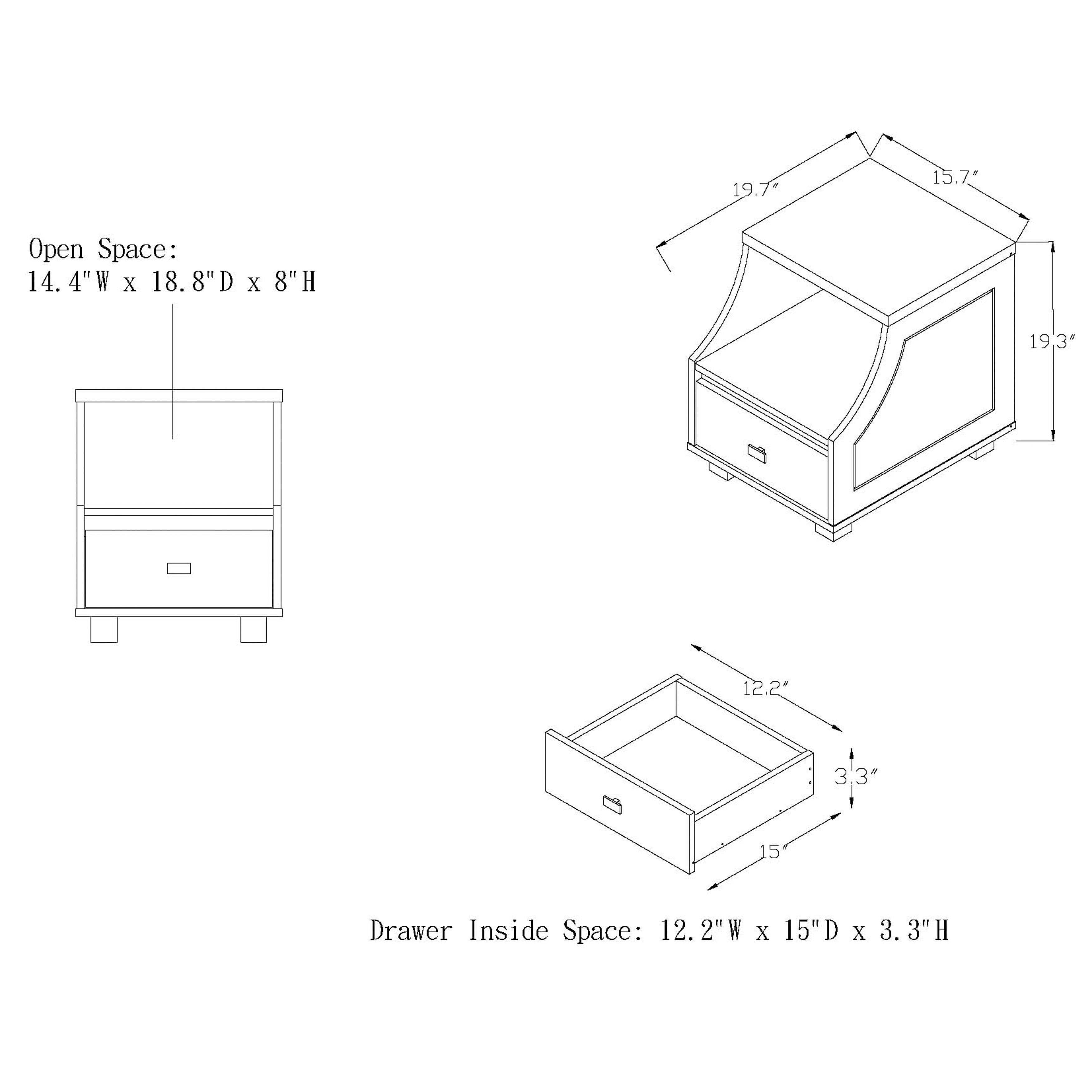 Walnut 1-Drawer Storage End Table C5460