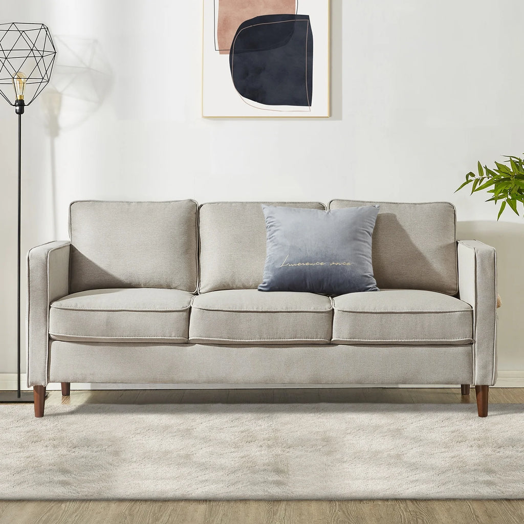 Dark Grey Linen Sofa with Arm Pockets W977751