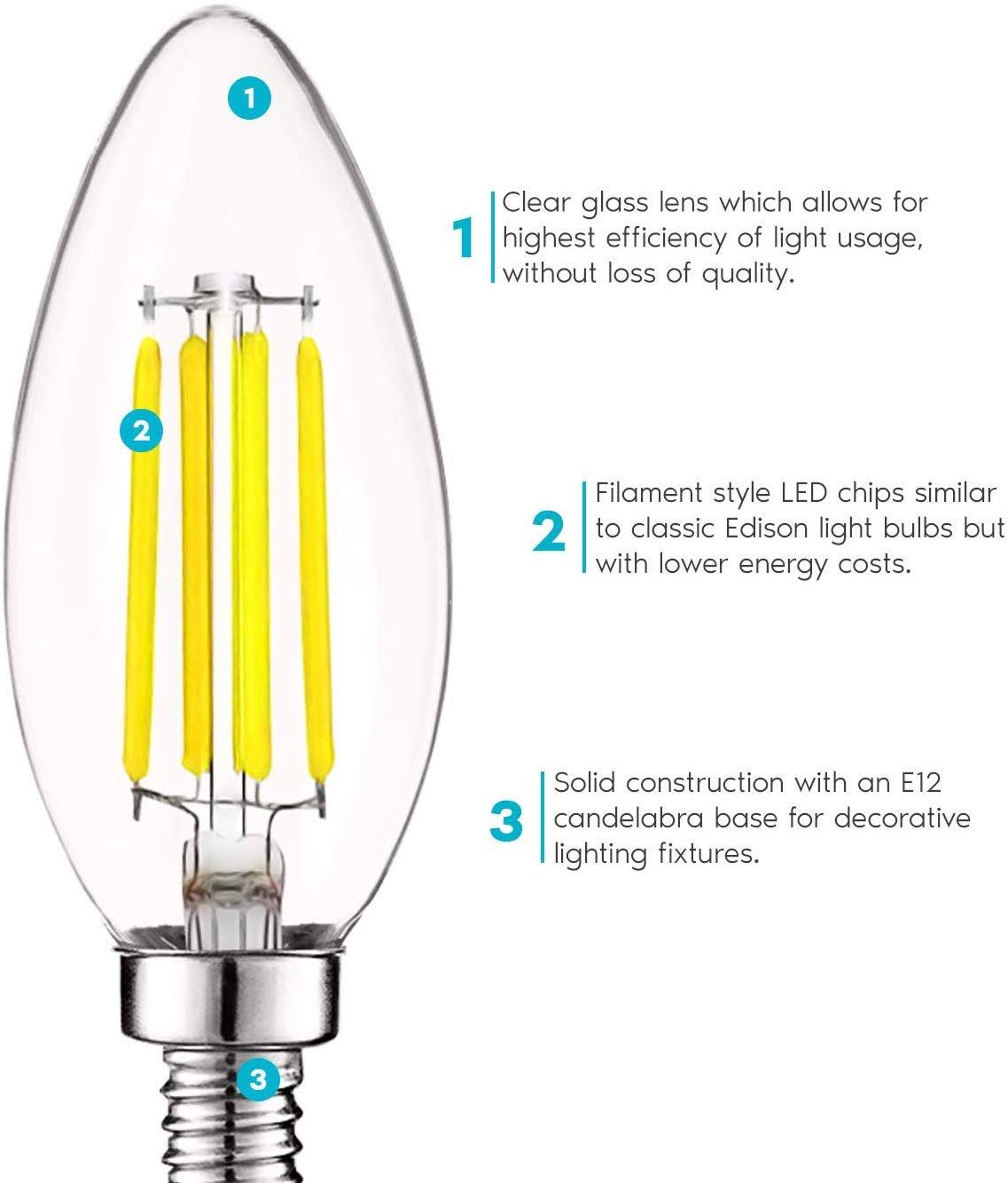 12 Pack Dimmable LED Light Bulbs 5000K Bright White Q193