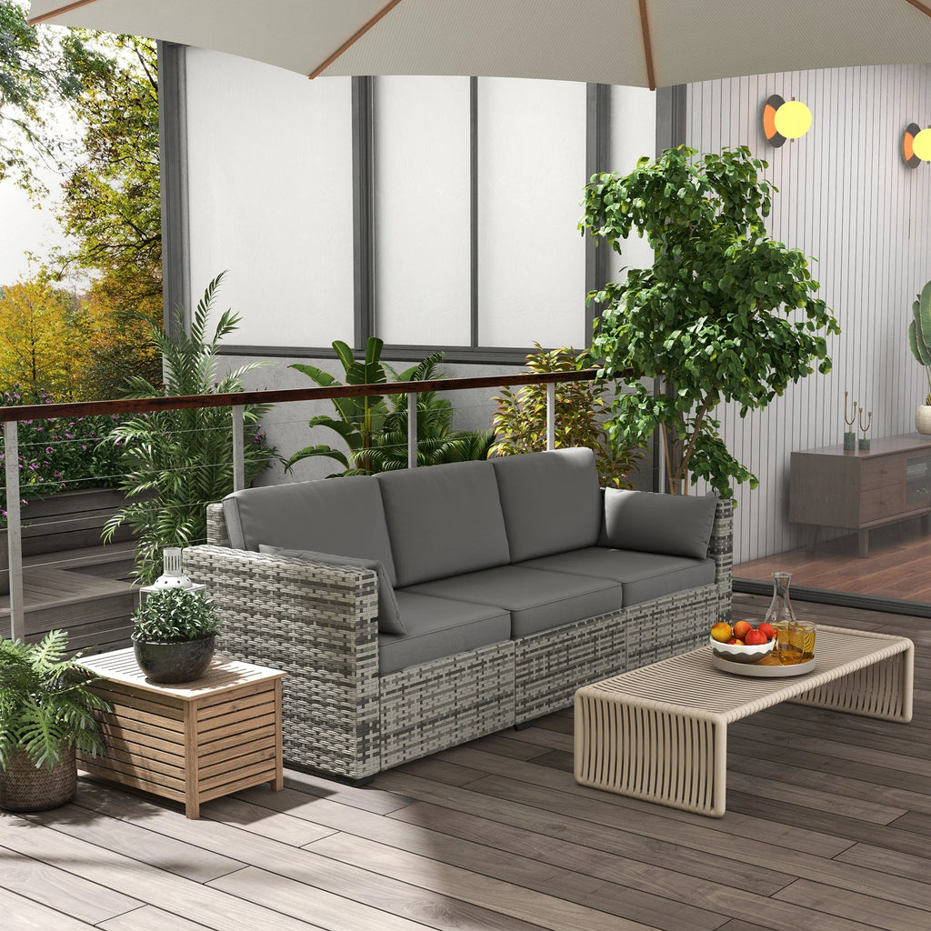 Gray Three-Seater Outdoor Wicker Patio Furniture E6306