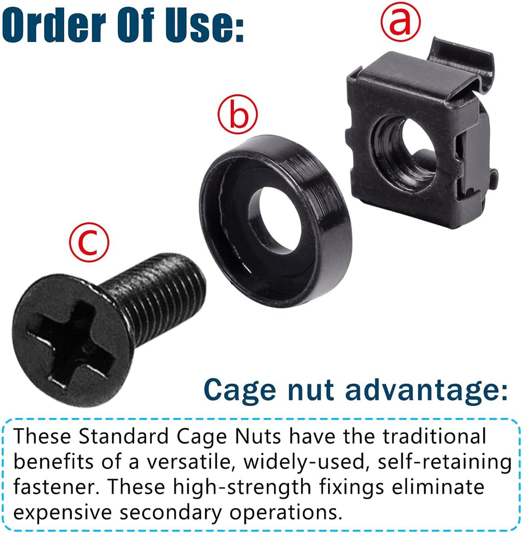 Cage Nut Tool, M6 Rack Screws and Washers, 50 Piece Set, Pack of 2 S271588