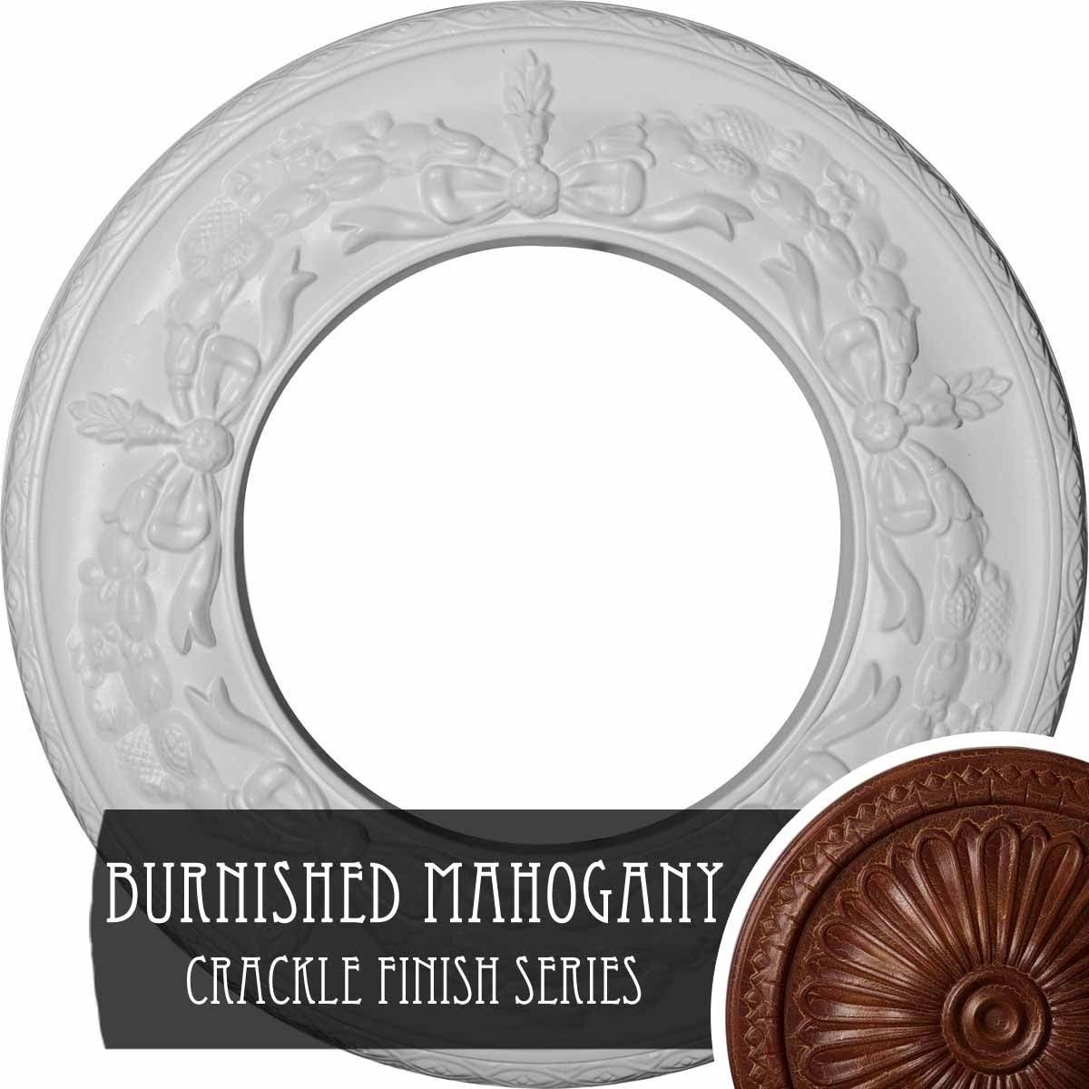 Salem Ceiling Medallion, Hand-Painted Burnished Mahogany Crack C529