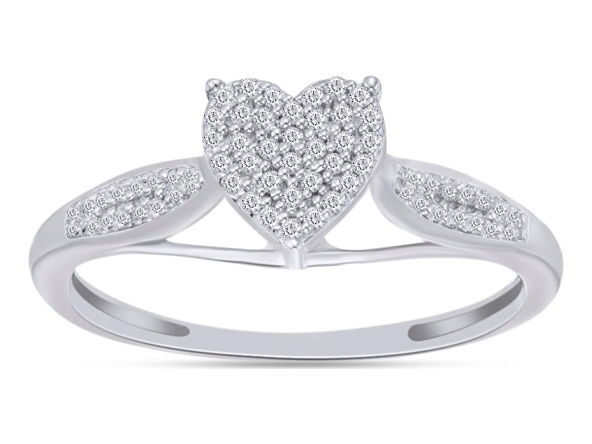 14K Gold Over Sterling Silver Diamond Heart Wedding Ring P82577