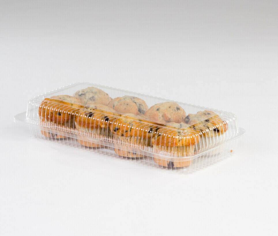 Clear Ops Plastic Hinged Locking Lid Food Container, 13.5 x 6.75 x 2.6 inch, 250/Case O5206