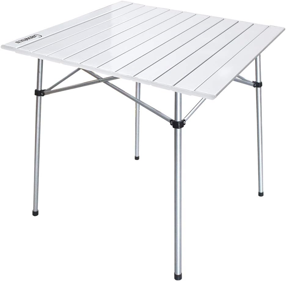 White Aluminum Folding Camping Table with Carry Bag Q84692