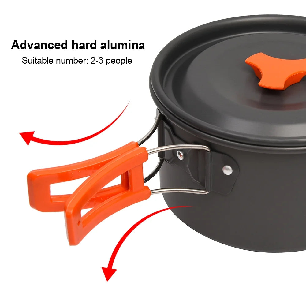 Orange Non Stick Folding Camping Cookware Set G7992