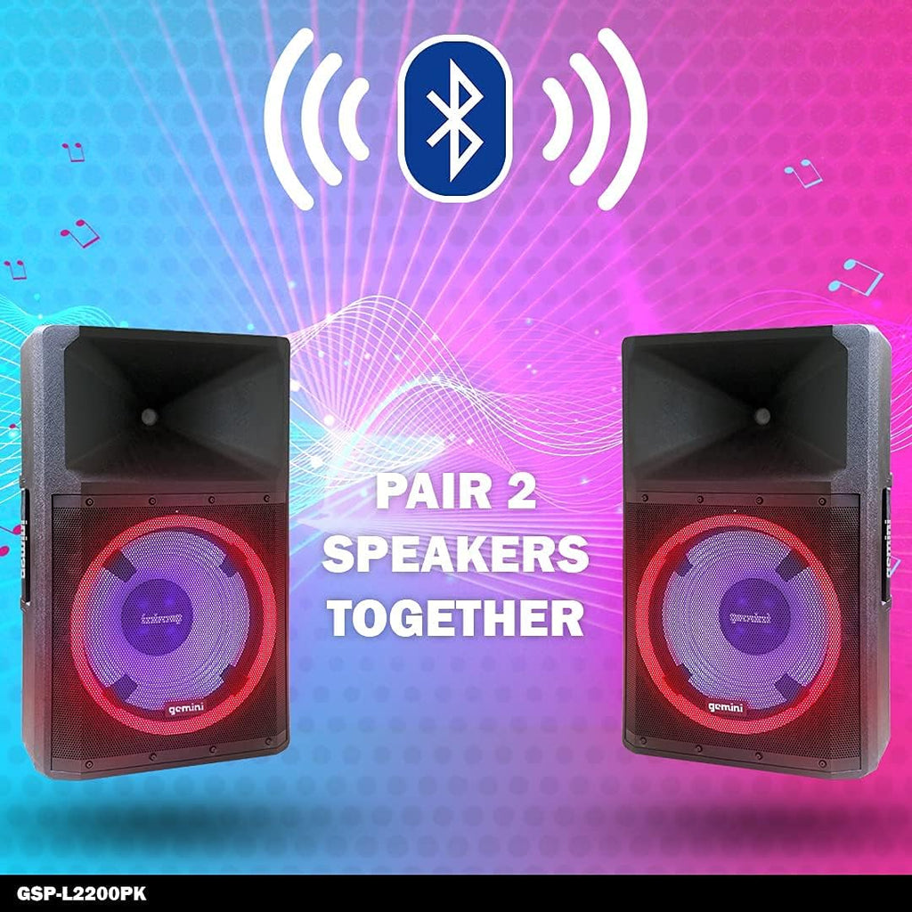 Bluetooth 2200W Peak Speaker with 15 Inch Woofer and LED Party Lights F700