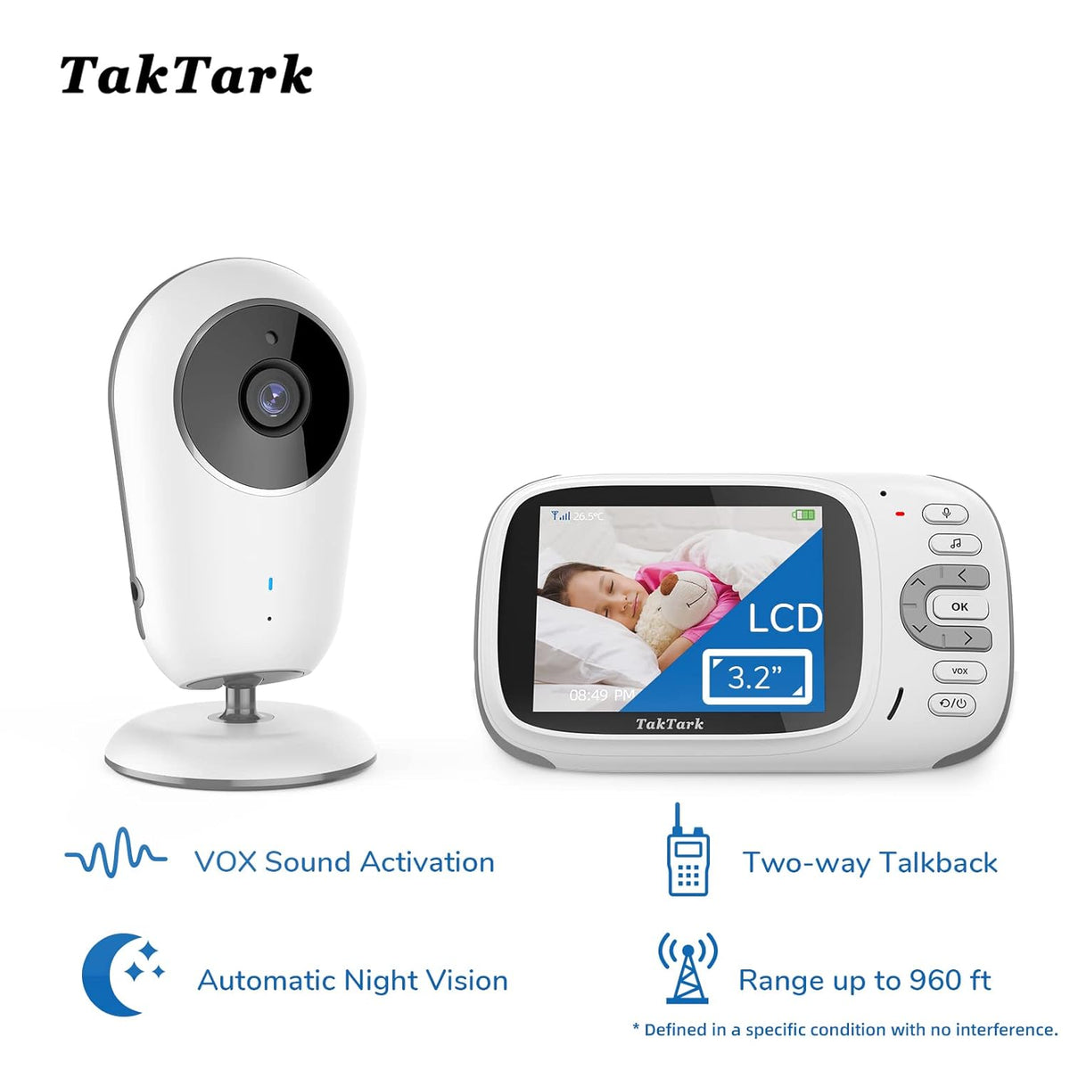 Video Baby Camera Monitor with Night Vision, 2 Way Audio, Pack of 2 J342883