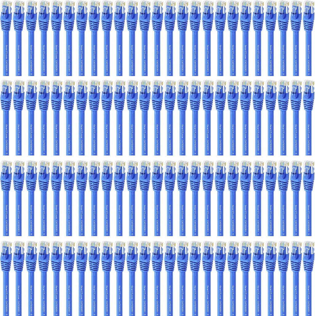 100-Pack Cat5e Ethernet Patch Cable 1.5 Feet Blue B913822