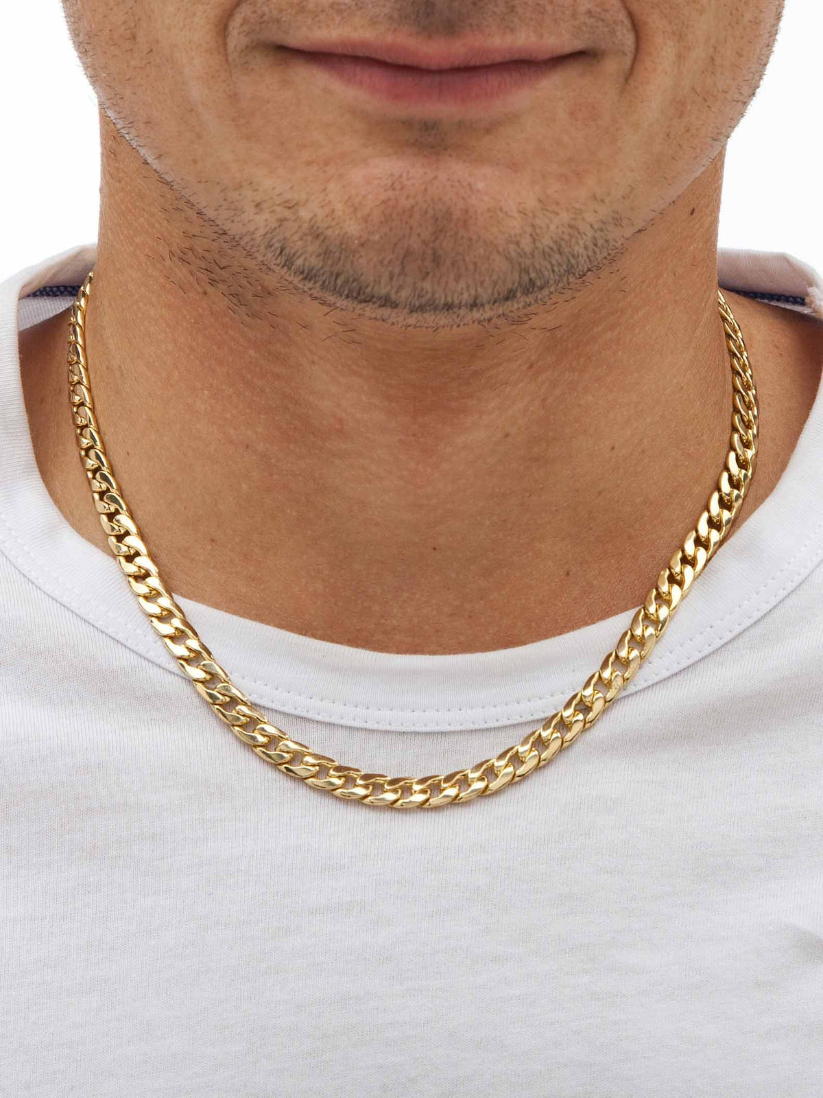 Men's Curb-Link Chain Necklace and Bracelet Set 20" 8" Gold Ion-Plated A5263
