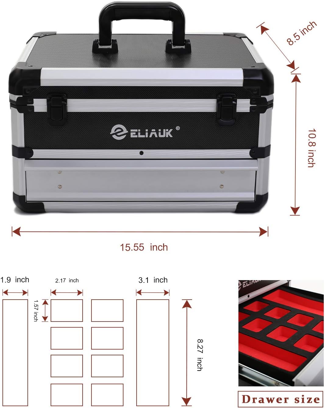 Portable Aluminum Tool Box with Drawer, Pack of 2 E532464