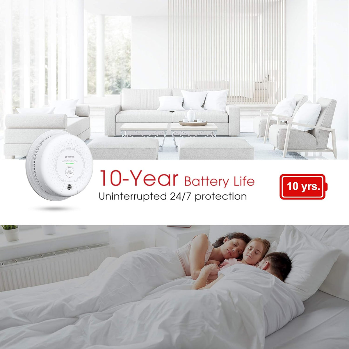 10-Year Battery Smoke and Carbon Monoxide Detector Alarm, 5-Pack R2450