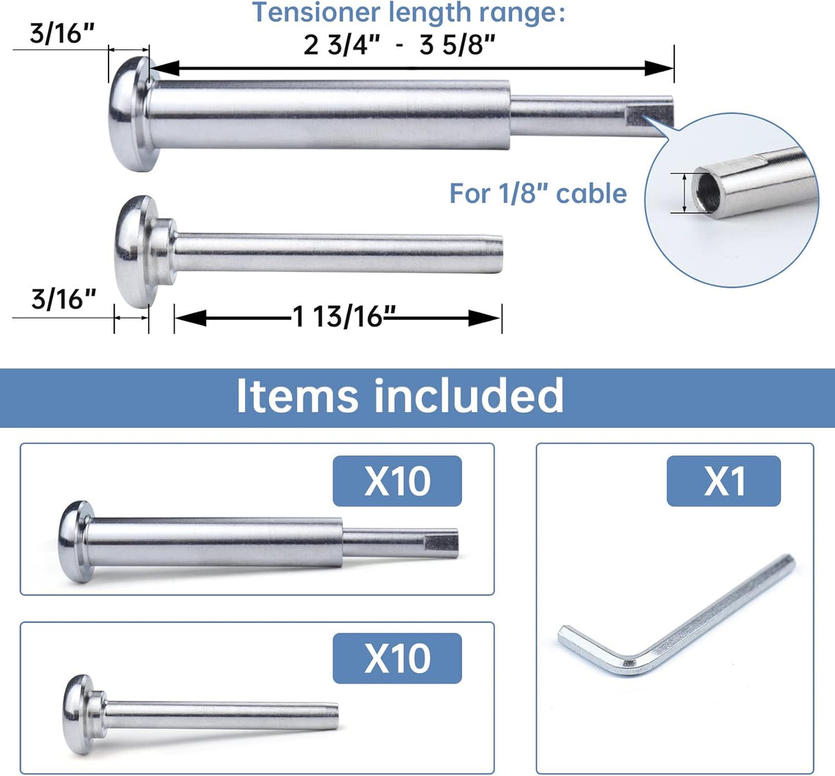 10Pack T316 Stainless Steel Cable Railing Kit V325529