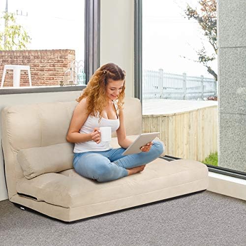Gray Fabric Sleeper Sofa Bed with 2 Pillows E709