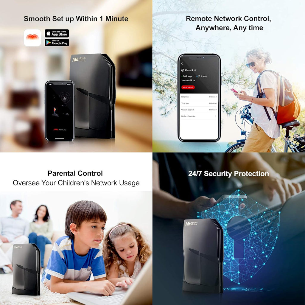 Maroon Red Dual-Band Gigabit Mesh Wi-Fi 6 Router J970089
