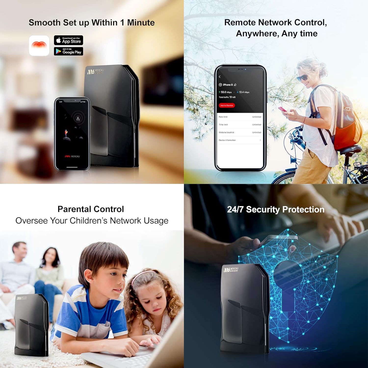 Maroon Red Dual-Band Gigabit Mesh Wi-Fi 6 Router J970089