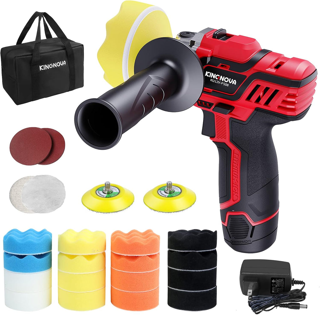 12V Cordless Buffer Polisher Variable Speed 2.0Ah Battery 0-2800/8300 RPM Mini Buffer C56869