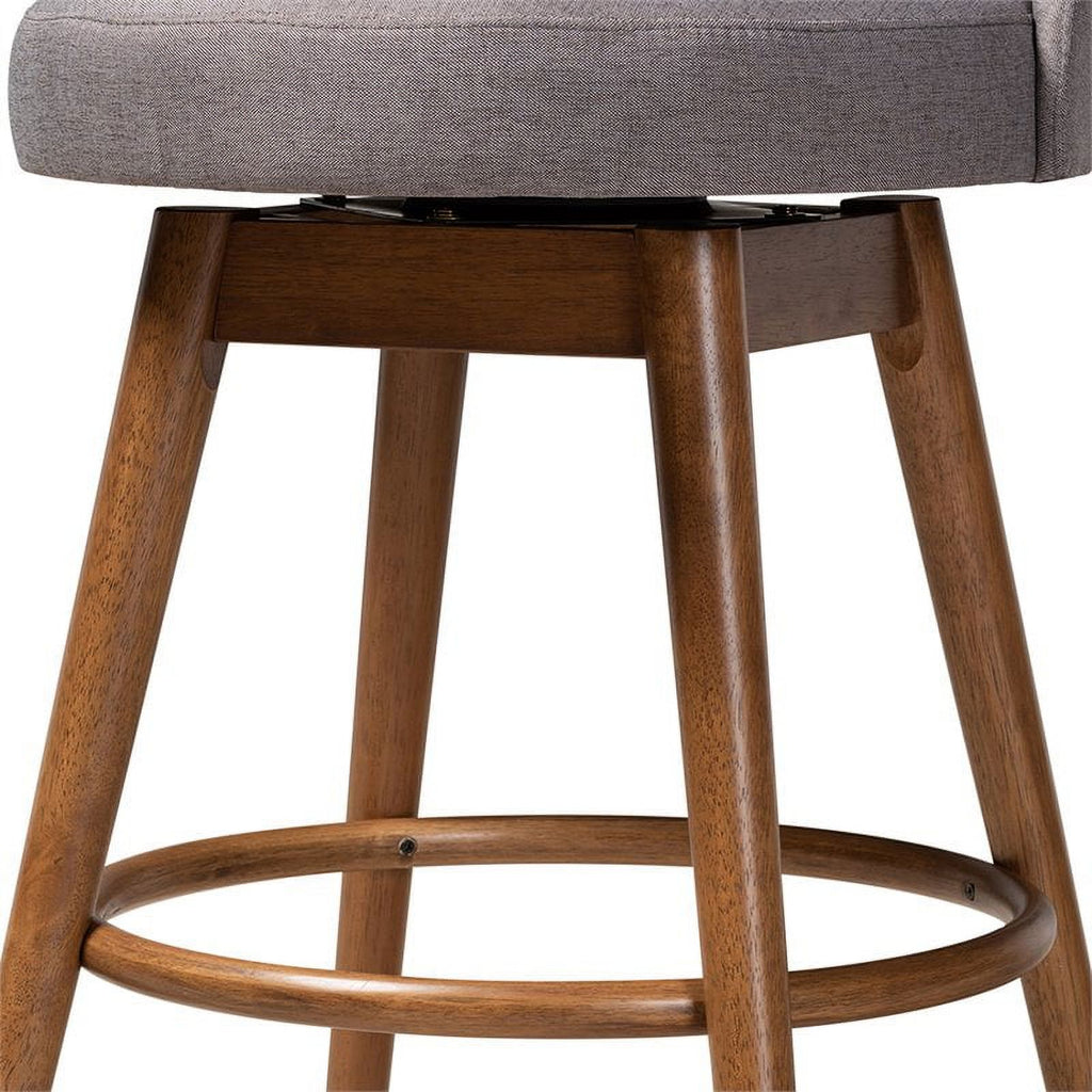 Gray Upholstered Swivel Bar Stool (Set of 2) H22047