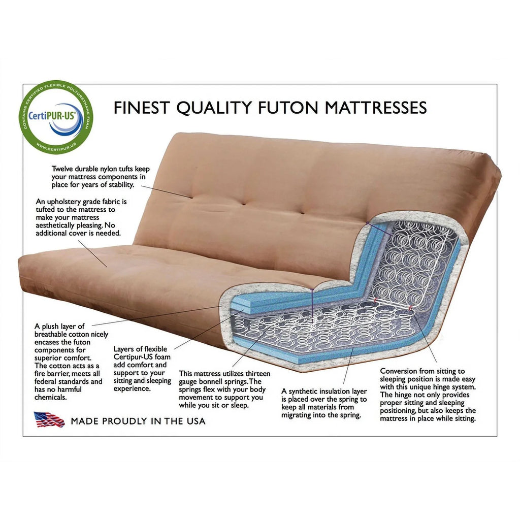 Walnut Futon with Drawers and Suede Black Mattress A483