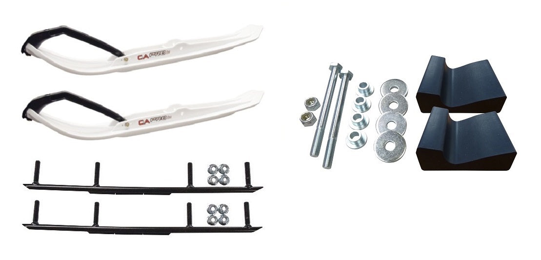 White MTX Snowmobile Skis with 6" Round Bars Complete Kit P590895