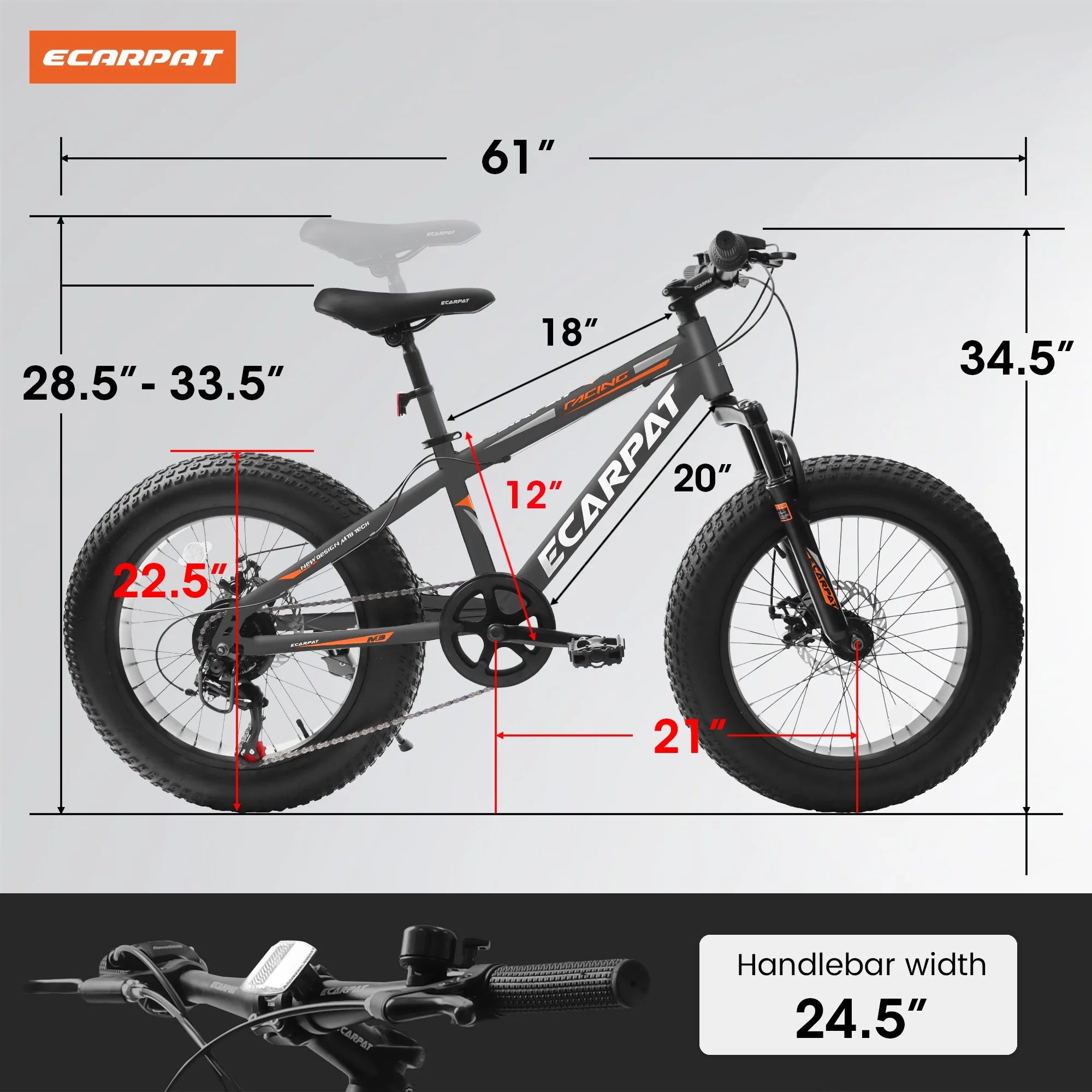 20 Inch Fat Tire Mountain Bike with Dual Disc Brake High-Carbon Steel Frame T94817